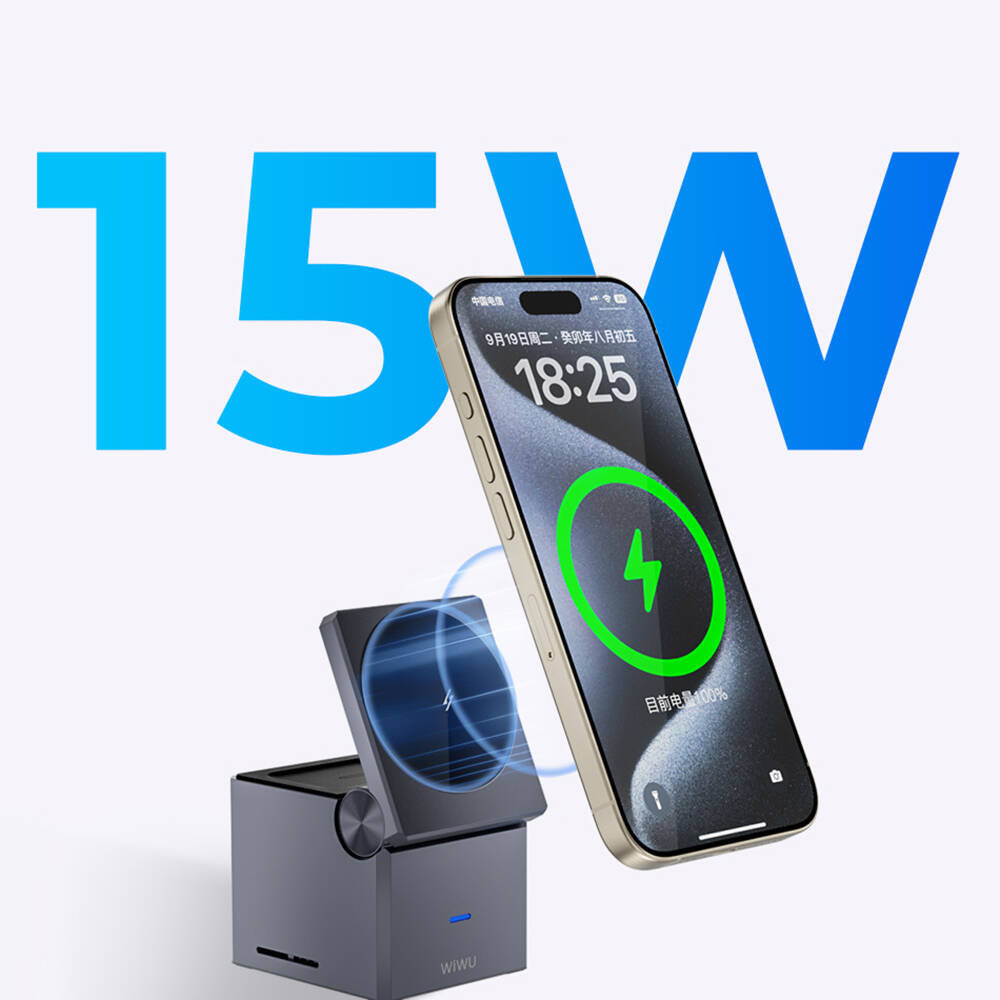 Wiwu Wi-W030 Small Square Küp Tasarımlı Telefon & Akıllı Saat & Kulaklık İçin 15W 3in1 Kablosuz Şarj Standı Wiwu Wi-W030 Small Square Küp Tasarımlı Telefon & Akıllı Saat & Kulaklık İçin 15W 3in1 Kablosuz Şarj Standı